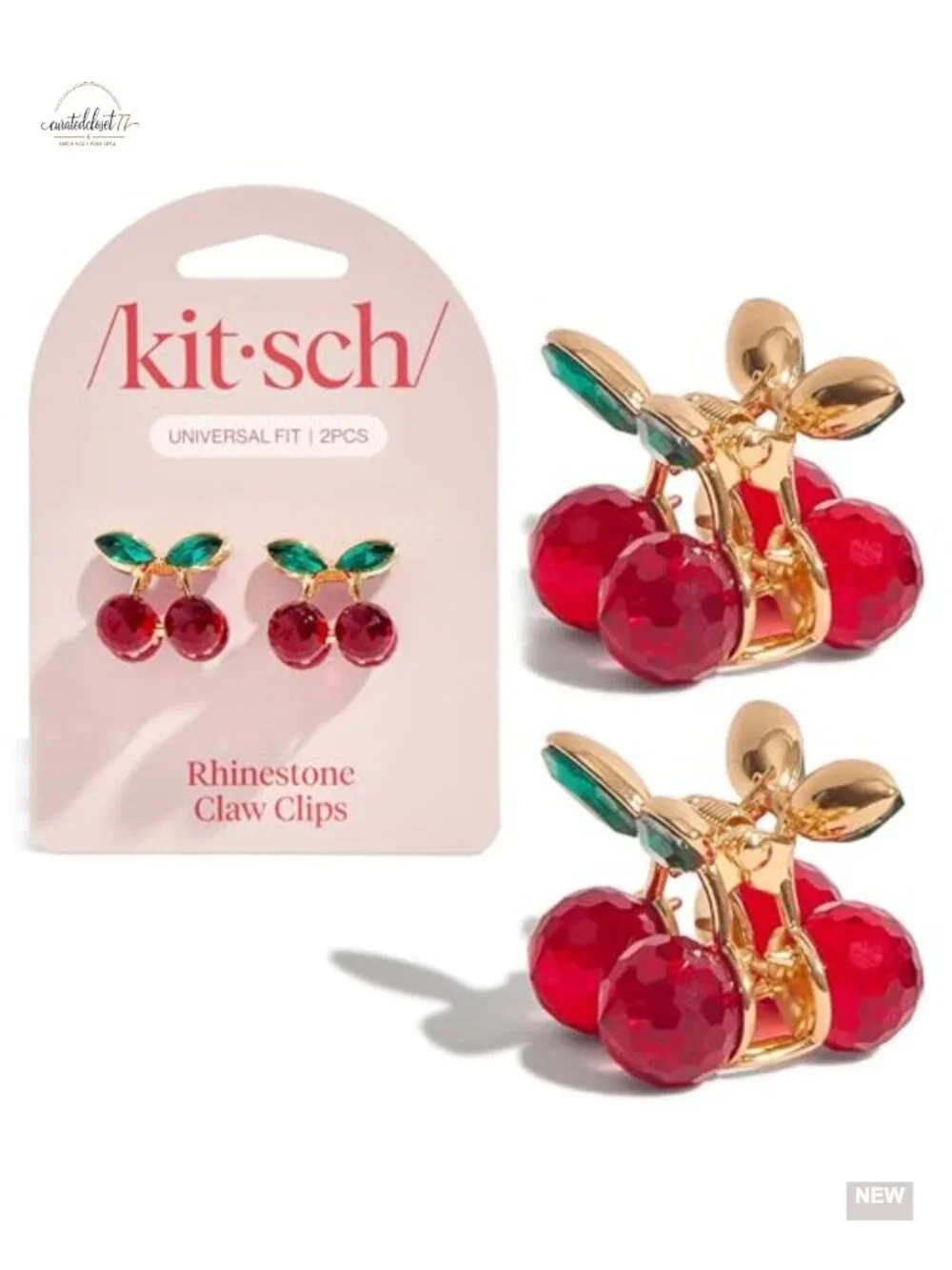 Rhinestone Cherry Mini Hair Claws - Strong Hold Hair Clips for Thin Hair